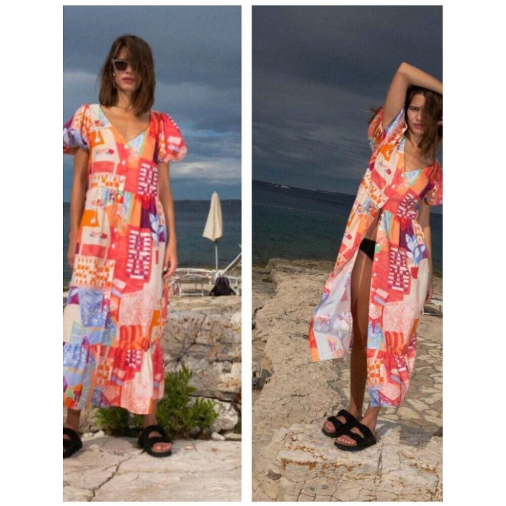 UNTITLED IN MOTION Caleo Maxi Dress in Room With A View Print Tropical Shift M